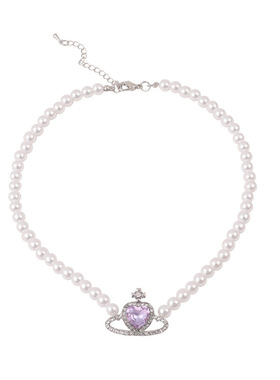 超仙梦幻紫色土星珍珠法式项链女