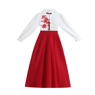 元旦儿童合唱团朗诵演出服中小学生红色爱国演讲比赛礼服表演服装