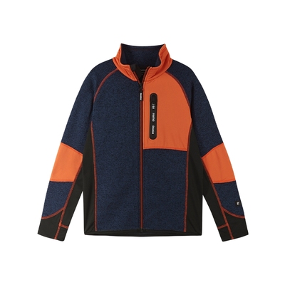 reima保暖拼色针织开衫抓绒卫衣