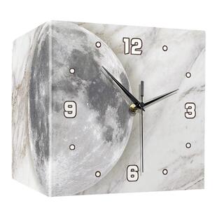 2026新款客厅转角双面挂钟创意时钟壁灯月球拐角钟免打孔数显钟表