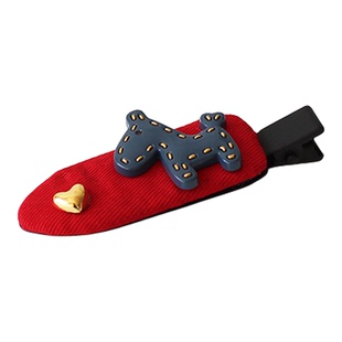 川野日韩爱心小狗无痕发夹女新款简约个性侧边碎发小夹子头饰发饰