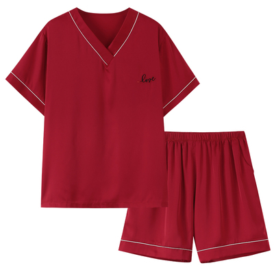 冰丝睡衣女款短袖短裤真丝薄款夏