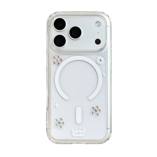 原创夏日清透小雏菊钻钻花透明壳iPhone17promax磁吸手机壳苹果16promax保护壳