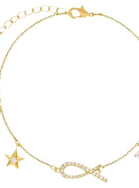 chin时尚莫桑钻小鱼手链