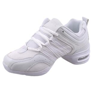 白色现代舞蹈鞋女广场舞鞋软底增高成人春季 爵士跳舞鞋中跟四季