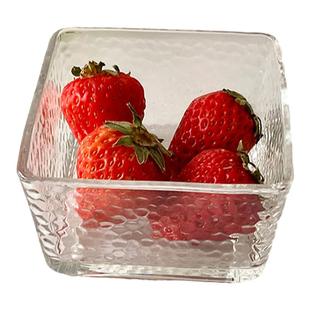 简约方形玻璃碗家用四方冰激凌碗水果甜品布丁酸奶早餐碗小沙拉碗