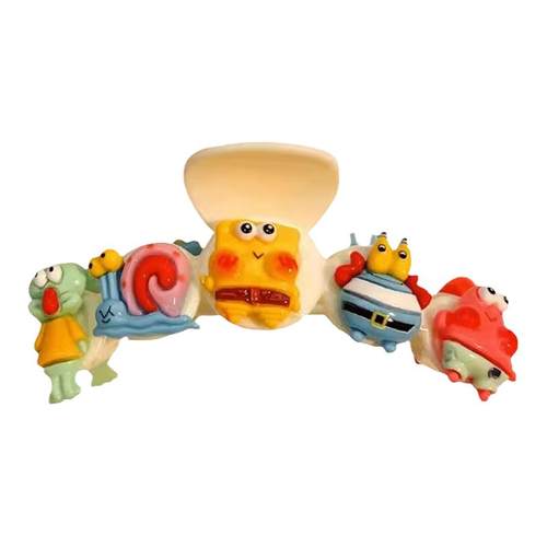 卡通海绵宝宝抓夹女2025新款派大星发夹后脑勺鲨鱼夹发卡夹子头饰