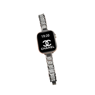 适用苹果手表带iwatchs11满钻细闪applewatchs10高级感金属小蛮腰series11表链S9/8女镶钻透气智能运动夏季