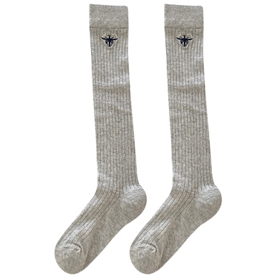 蜜蜂刺绣小腿袜夏季薄款长筒袜