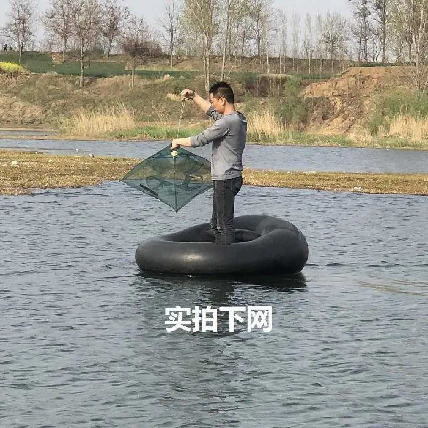 新品轮胎船加厚自制充气钓鱼塑料下网船冲锋舟皮划单人捕鱼橡胶艇