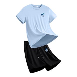 回力运动服套装男夏季冰丝透气速干衣中考体育防晒跑步短袖短裤Y