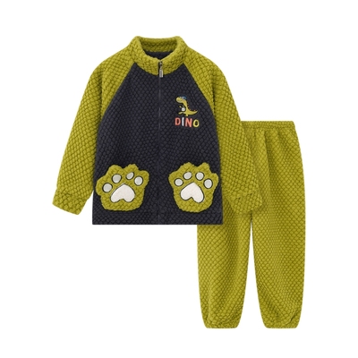 珊瑚绒卡通秋冬拉链睡衣可外穿男