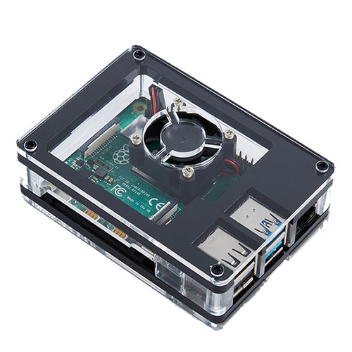 树莓派4B主板外壳亚克力壳子散热Raspberry pi4代兼容风扇散热片