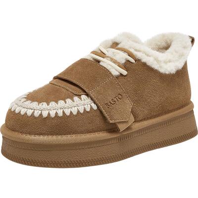 【格桑花】百思图冬季新款毛毛鞋雪地靴加绒女棉鞋V5617DD5