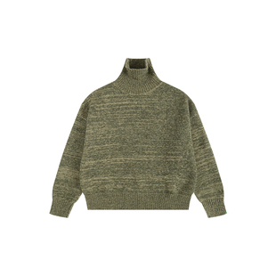 ATRY立领渐变毛衣 秋冬季国潮牌简约美式重工复古内搭高领上衣男