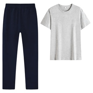 看守所监狱男女款夏季衣物纯棉短袖长裤t恤2两件套夏天拘留所套装