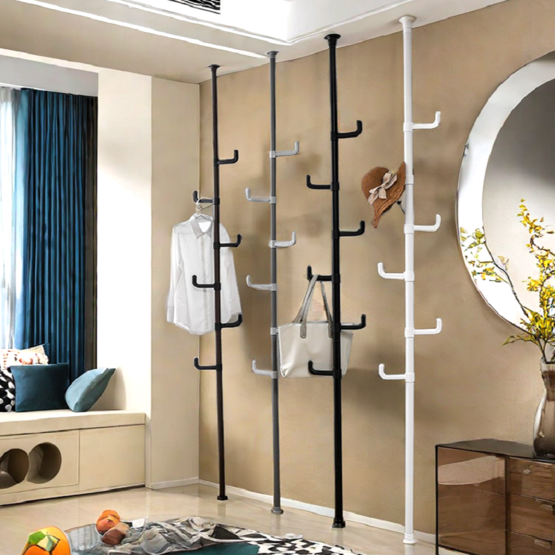 加粗38管径顶天立地晾衣架落地室内阳台卧室免打孔伸缩杆架衣帽架