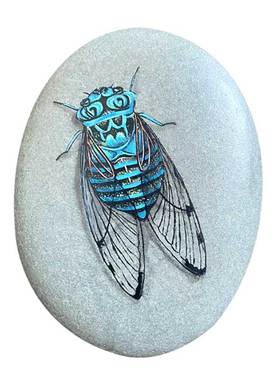 石头画成品节日手绘书架桌面摆件