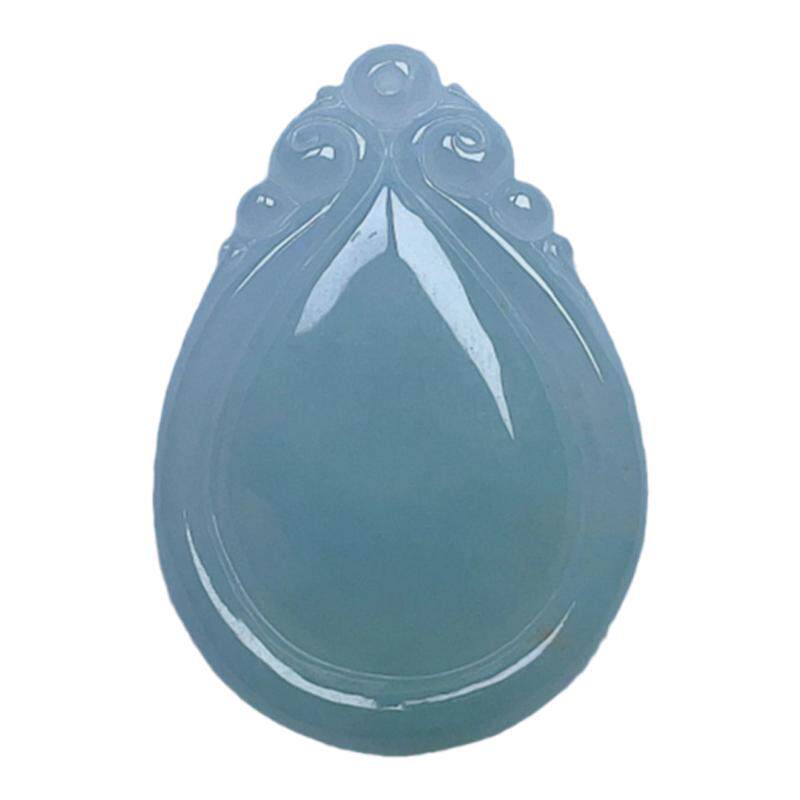 天然翡翠水滴儒雅吊坠淡绿入财