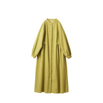 黄色长款连衣裙宽松衬衫裙百搭