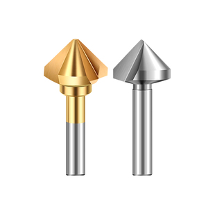 90度含钴镀钛倒角刀黄色单刃三刃直柄M35不锈钢专用孔口倒角钻头