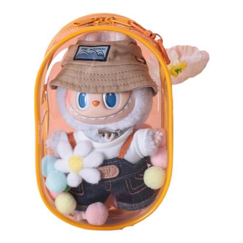 Labubu遛娃包PVC轻便棉花娃娃素龙多彩外出收纳包18*12*6.5cm