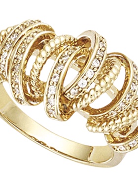 JFB法国进口旋转缠绕18K包金戒指