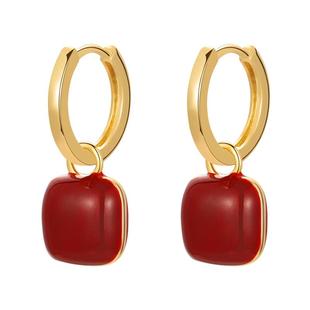 安可拉红耳圈女本命年耳环耳钉2026马新年小众设计感耳坠过年耳饰