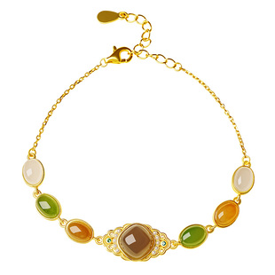 宫里上新和田玉手链女款天然正品新中式多宝手串生日礼物送妈妈