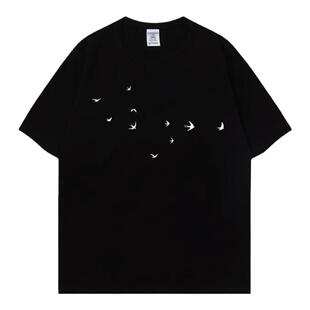 夏季新款男生短袖t恤潮牌宽松男士圆领半袖美式纯棉男装体恤上衣