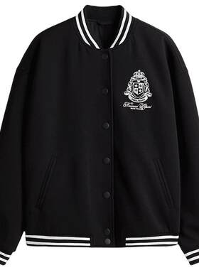 HM女装学院风外套复古印花美式棒球服外套1276934