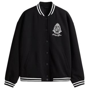 HM女装学院风外套冬季复古印花美式棒球服外套1276934