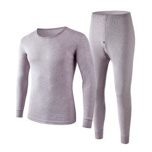 ab保暖内衣圆领纯棉刷绒打底棉毛衫裤秋衣秋裤男士低领套装R962