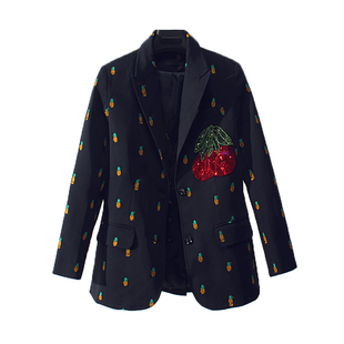 IU李圣经同款剌绣小西装外套女春秋百搭收腰显瘦韩版半身裙两件套