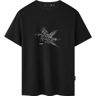 HLA/海澜之家马年贺岁系列短T26春夏新飞马刺绣凉感速干上衣男