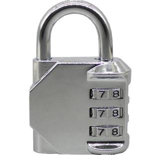 大号大门房门密码锁雄霸锁3位全金属锌合金挂锁 坚固结实银白色