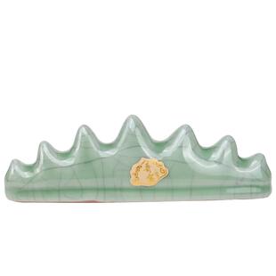 龙泉青瓷哥窑冰裂毛笔笔山文房四宝桌面摆件哥釉大号毛笔架笔山笔搁笔托学生书法练习压纸学生书法用品毛笔搁