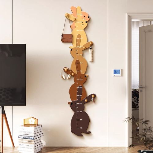 洞洞板挂衣架入户玄关儿童身高贴墙上壁挂卧室挂钩免打孔衣帽架