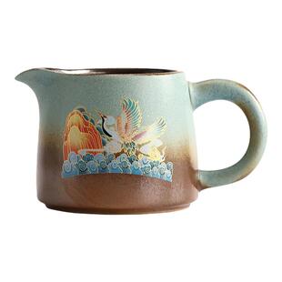 柴烧釉陶瓷公道杯茶漏复古茶海大号公平杯功夫茶具配件匀杯分茶器