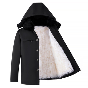 冬季中老年羊毛棉袄男皮毛一体外套羊皮袄加厚内胆棉服棉衣尼克服