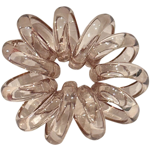 出口外贸电话线发圈加粗透明咖色简约无痕头绳女扎头皮筋马尾发绳