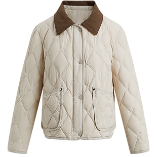 KBNE翻领零压感短款安心绒薄款菱格羽绒服女2025冬季新款羽绒外套