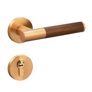 名门静音门锁黑胡桃木门把手卧室室内房门锁新中式磁吸生态门锁