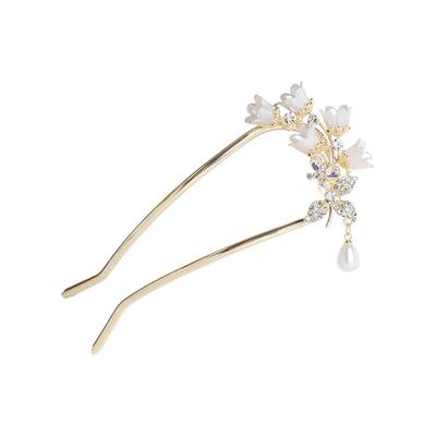 简语发簪合金轻奢水钻发饰正品