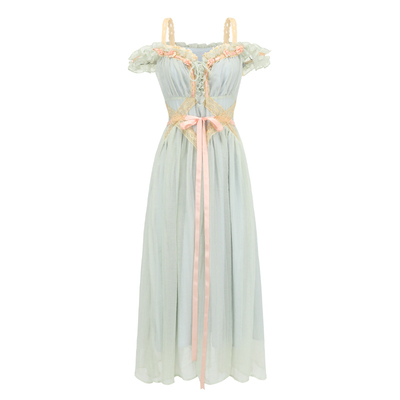 法式设计感挂肩一字肩两穿连衣裙