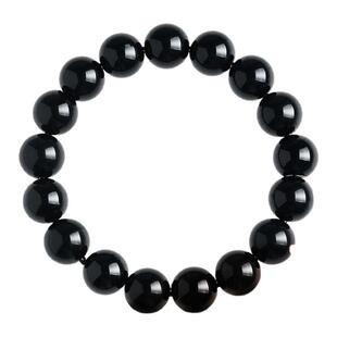 普陀山黑曜石手串女款收藏级乌金黑色水晶手链单圈送男友生日礼物