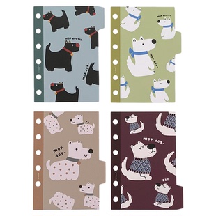 m5a7卡通可蒙犬彩色印花小狗活页手账本索引分隔页书签分类垫挡板