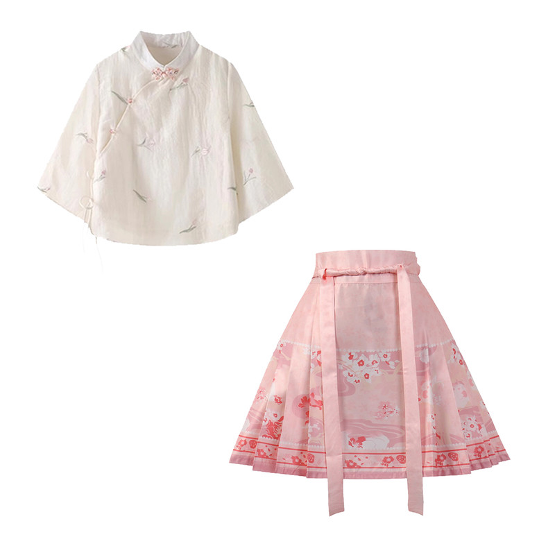 夏季薄款明制汉服短款马面裙套装
