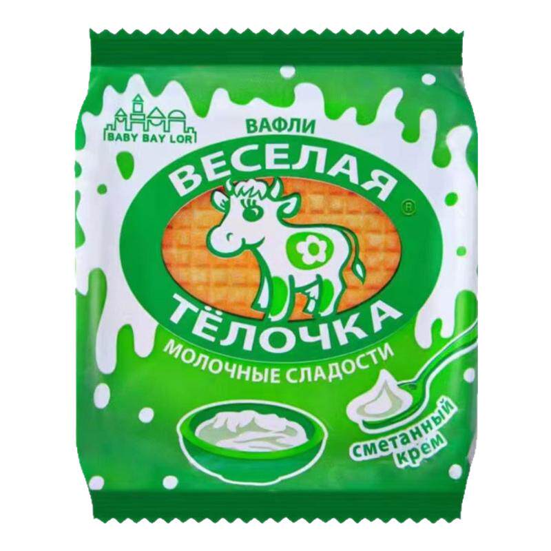 拉丝饼干俄罗斯进口拉丝饼干蜂蜜奶油炼乳酪夹心饼干威化休闲零食