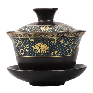 大号陶瓷单个盖碗茶杯三才泡茶碗德化白瓷功夫茶具套装青花瓷带盖